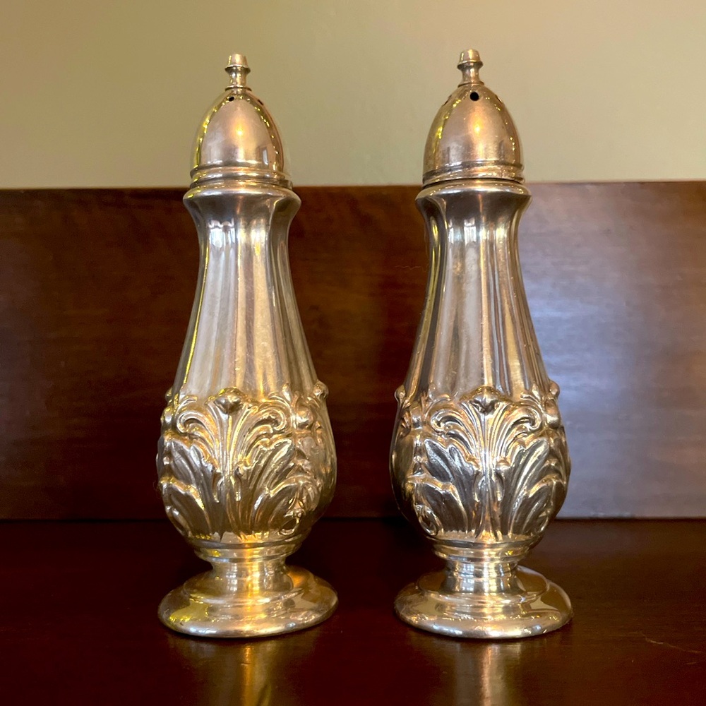 Antique Silver Plated Salt & Pepper Shakers